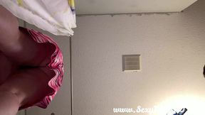 Sexy BBW Bathroom Upshot Blowjob