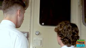 TRAILERTRASHBOYS Virgin Twink Eddie Patrick Banged By Masculine Jason