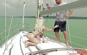 Big Boobed Blonde Christina Shine Sucks Off Her Sailing Captain And Laps Up His Spunk