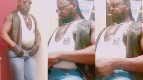 muscle stud leather denim boots smoking solo titpig