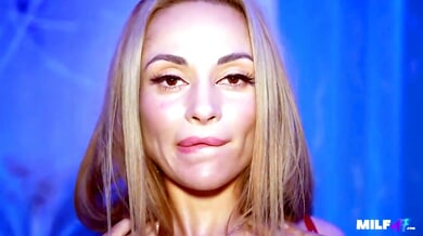 Blonde MILF takes a deep creampie in a hardcore POV session with intense cumshot
