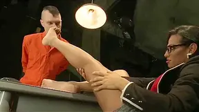 Tanned Tranny Mistress Viciously Fucks A Handcuffed Male Slaves Ass