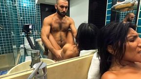 painful anal fuck in the bathtube - amateur homemade couple