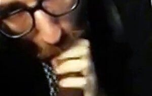 Bearded Guy Sucks Interracial Cock in a Public Restroom