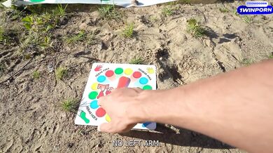 Twister strip game double blowjob in the forest lesbian babePOV