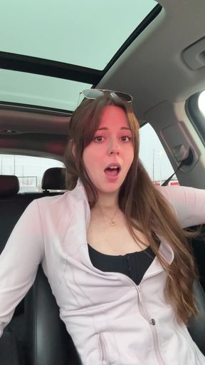 Squealing orgasm while driving a car, trip for coffee was a success!