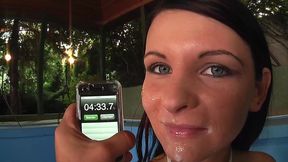 hot babe in a blowjob competition - who comes the fastest