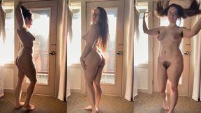 Hairy Brunette; just woke up MOV