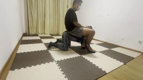 Ponyplay and ponyride a Tight-fitting clothes ponygirl in the room #AS081