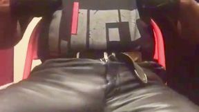 black dad leather jeans & gloves bbc rubbing to ejaculation