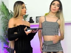 Big Tits Tranny Strokes her Big Cock