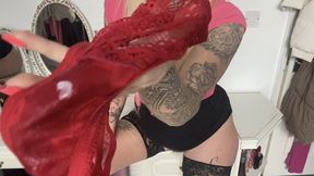 Using panties full of my bulls cum to wank your cock