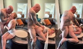 Intense Night Out: Passionate Encounter Before Dinner Plans with a Blonde Milf