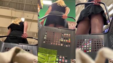 Blonde forgot her panties shopping flash peeking public solo