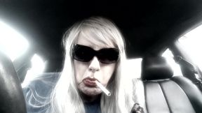 Mrs. Ruthie Dommie Mommy smoking Marlboro 100s in her car