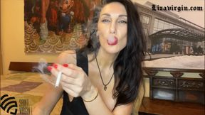 Hot MILF smokes a cigarette and fuck myself