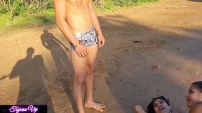 tigresa e miia thalia estao fazendo um sexo lesbico, chupando a xota uma da outra quando de repente chega um pescador e comeca a foder e ainda tem o prazer de foder o cuzinho das duas