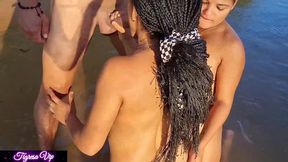 tigresa e miia thalia estao fazendo um sexo lesbico, chupando a xota uma da outra quando de repente chega um pescador e comeca a foder e ainda tem o prazer de foder o cuzinho das duas