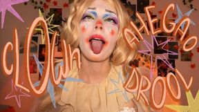 Clown girl shows ahegao and drools