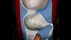 Cum Shot on Satin Bra: Amateur Solo Boy 18+ in Sexy Underwear Action