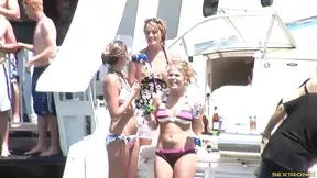 Sexy Ladies Strip Outdoors at Party for Cam Action Delight