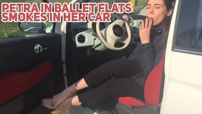 Petra in ballet flats smokes in her car - HD