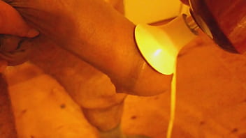 Soaking nylon pantyhose with precum intense masturbation