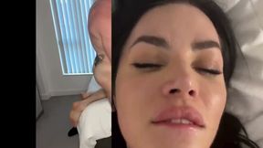 Tattooed shemale gets painalized by a big muscled dude
