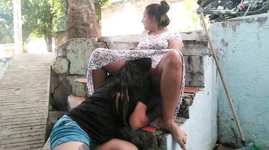 Horny Big Ass Lesbian Destroys Older BBW in Public Anal Gush