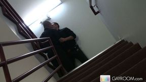 HotGay Duo Makes Out and Cums in Public Stairwell Handjob -  Gay XXX