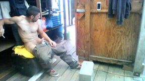 Jay D jacking off in shed at work 2