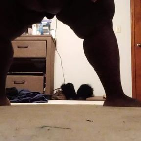 I nakedly smack my small penis with dildo and playing with my penis while mostly on floor in bedroom