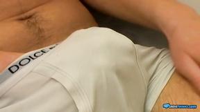 ”UndieTwinks: Cristian strokes his fat shaft through his undies at the shower”