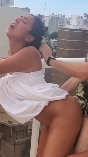 Wild Hope has sex with her future husband's best friend hours before the wedding, public sex on the rooftop   Clip 1
