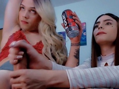 Tranny Sucks Her Blonde Friend's Cock