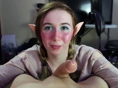 POV blowjob footjob handjob with Karla Kush eating cum