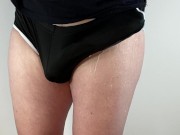 Massive cock cum explosion in tight hot pants