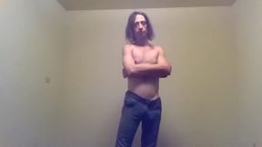 Transgirl Pre-op Topless in Only Jeans, Aroused  Self-photography Posing