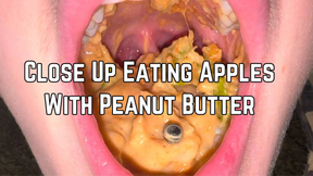 Eating Apples With Peanut Butter Up Close