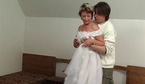 Mature bride has multiple orgasms with a strange man just before her wedding