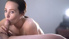 Brunette Teen Beauty: Kneeling, Sucking, Swallowing POV Blowjob