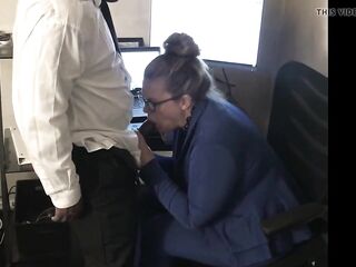 Older Office Wench Cheats With Ebony Employee At Work