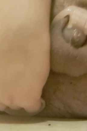 Chubby Sissy Cumming in Chastity