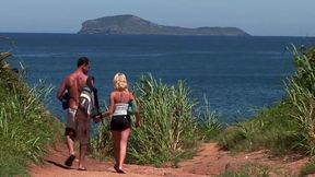 Summer at Three Scene-4 busty Blonde Chloe Delaure Enjoys DP Threesome on the Beach