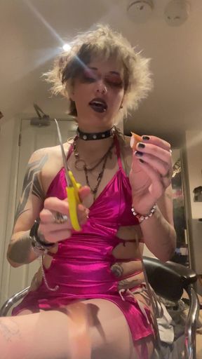 Goth Friend Staying Over Catches You Jerking and Cuts It off