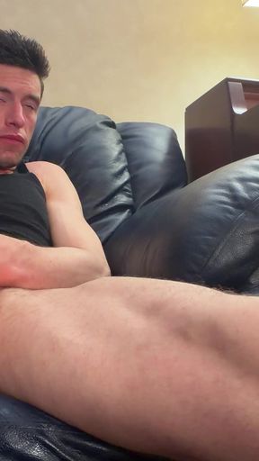 See My Huge Bwc and Balls as I Sit Legs Spread