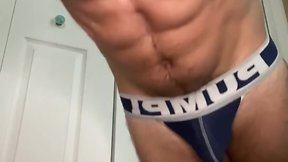 Flexing and cumming: lydian grey shows off his masturbation skills with big dick and feet in solo workout session