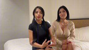 Petite 19 Year Old Teen with Big Natural Tits Brings Stepmom to Her First Porn Casting