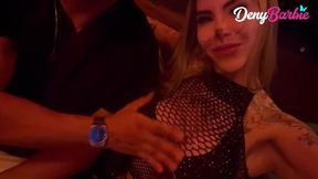 Hot MILF gets naughty in public club scene