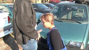 Horny German couple fucks on the bonnet of the car